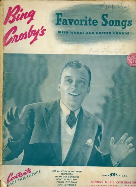 1930S BING CROSBY'S Favorite Songs Piano Guitar Chords and Lyrics $3.99 - PicClick