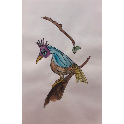 1998 Watercolor Painting of a Tropical Bird | Chairish