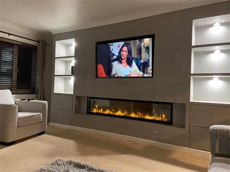 Media Wall and Fireplace | Feature wall living room, Fireplace feature ...