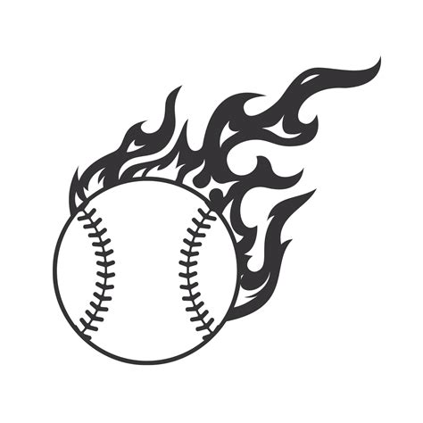 Hot baseball fire logo silhouette. softball club graphic design logos ...