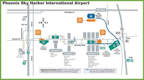 Phoenix airport arrivals map - Phoenix airport gate map (Arizona - USA)