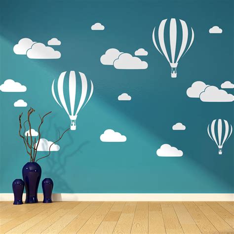 New White Clouds Hot Air Balloon Wall Sticker For Kids Rooms Art ...