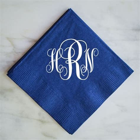 Personalized Cocktail Napkins With Large Monogram Gold Foil | Etsy