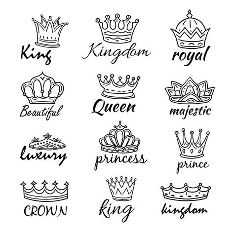 Sketch crowns. Hand drawn king, queen crown and princess tiara. Royalt By Microvector ...