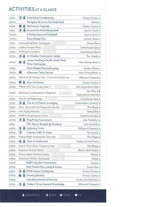 Holland America Nieuw Statendam, The Daily Program, Canada and New England Discovery Cruise ...