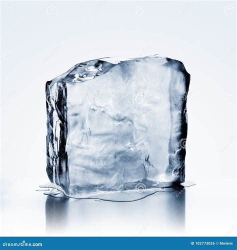 Melting Cold Blue Ice Block with Reflection Stock Photo - Image of clean, light: 102773026