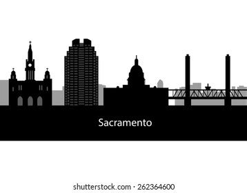 Sacramento Skyline Detailed Vector Silhouette Stock Vector (Royalty ...