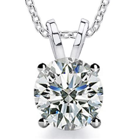 0.20 Ct Ladies Round Cut Diamond Solitaire Pendant / Necklace