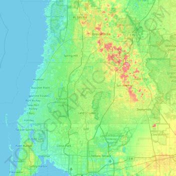 Pasco County topographic map, elevation, relief