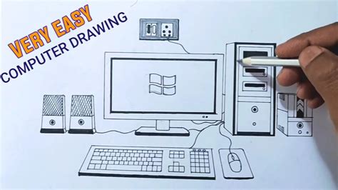 How to draw computer easy way/ Desktop computer drawing. # ...