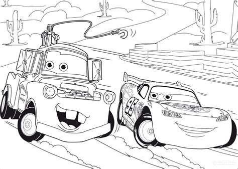 Mater with Lightning Mcqueen coloring page - Download, Print or Color Online for Free