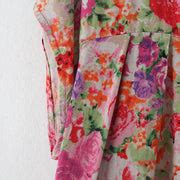 New pink prints linen caftans casual big hem linen maxi dress vintage ...