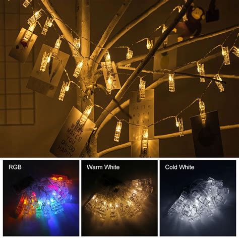 1m 10 LED Clip String Lights AA Battery Operated Garland Fairy Photo Holder String Lights for ...