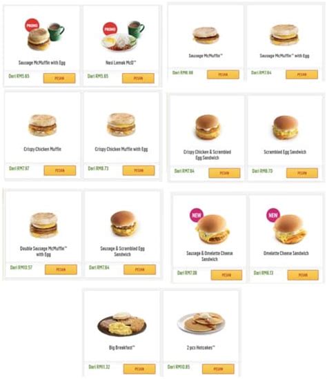 harga menu mcd malaysia