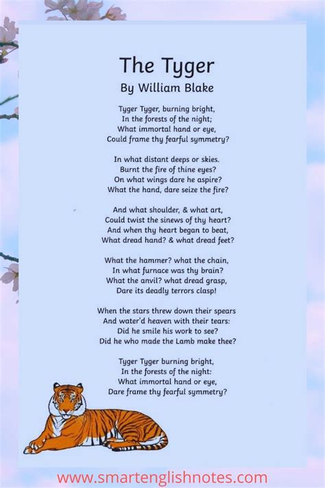 The Tyger Poem - Text and Summary | William blake, Songs of innocence ...