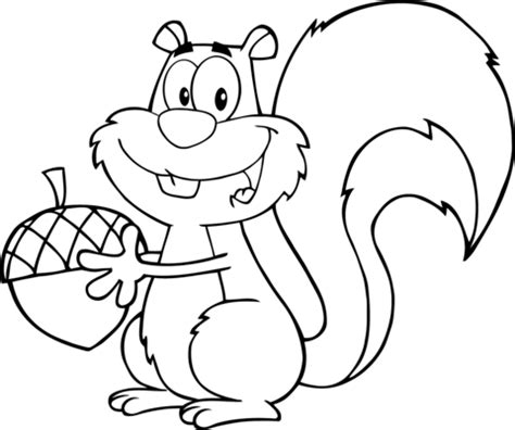 Cartoon Squirrel Holding An Acorn coloring page | Free Printable ...