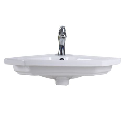 Alexander II 24" Corner Wall Mounted Bathroom Sink White with Overflow