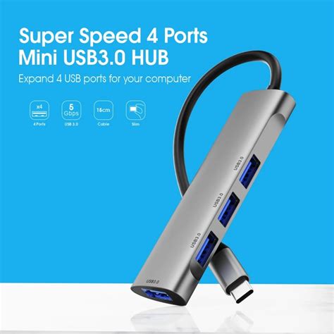 Buy Aluminum 4 Port Usb Hub High Speed 5gbps Usb Port Hub 3.0 Usb C ...