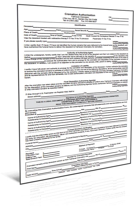 Cremation Authorization Form - Families First Funeral Care & Cremation ...