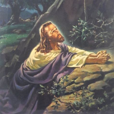 1941 Christ in Gethsemane Warner Sallman Litho Wall Hanging