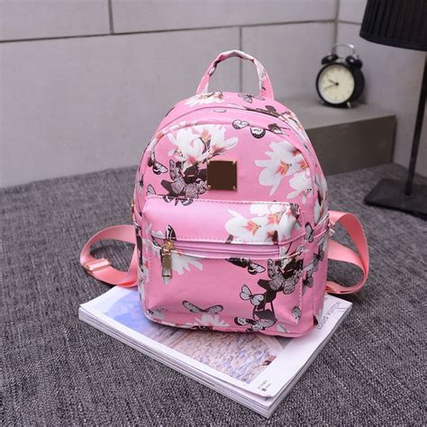 Floral Mini Backpack (Black, White, Pink) - Ladies Floral Backpack ...