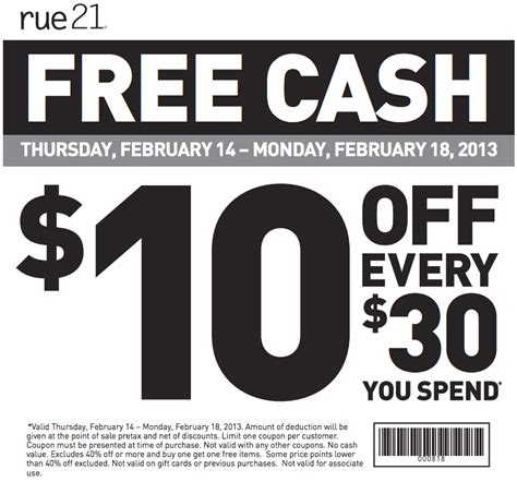rue21: $10 off $30 Printable Coupon | Coupons, Printable coupons ...