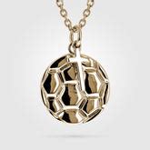Gold Mini Soccer Ball Pendant With Dangle Cross