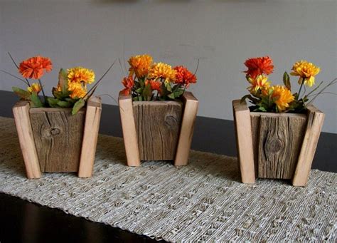 Set of 3 Rustic Barn Wood Flower Pots