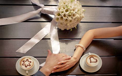 HD wallpaper: Love, romantic, wedding, white rose bouquet, flowers, coffee | Wallpaper Flare