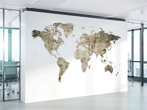 World Map Wall Sticker Large Map Decal Abstract Wall Decor - Etsy