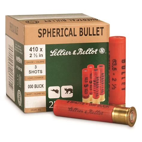 Sellier & Bellot, .410 Gauge, 2.5", 000 Buckshot, 3 Pellets, 250 Rounds - 85634, 410 Gauge ...