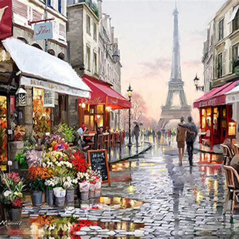 Romantic Paris Street DIY Canvas Painting Wall Pictures For Living Room Home Decorations Modular ...