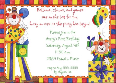 Clown Birthday Invitations Ideas for Lynda