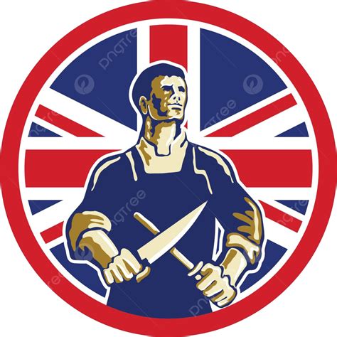 British Butcher Union Jack Flag Icon Tradesman Gb Kingdom Of Great Britain Vector, Tradesman, Gb ...