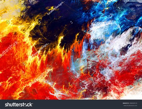 Fire Water Abstract Red Blue Painting Stock Illustration 398494510