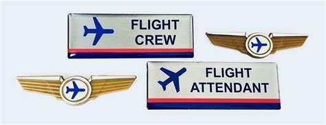 Airlines Flight Attendant or Flight Crew Uniform Badge Plus Gold Wing ...