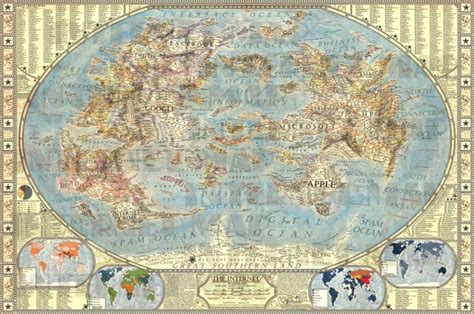 Incredibly Detailed Map of the Internet 1.0 Featuring Nations of Social Networks and Search Engines