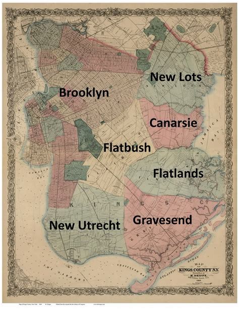 Kings County brooklyn New York 1868 Old Wall Map Reprint - Etsy