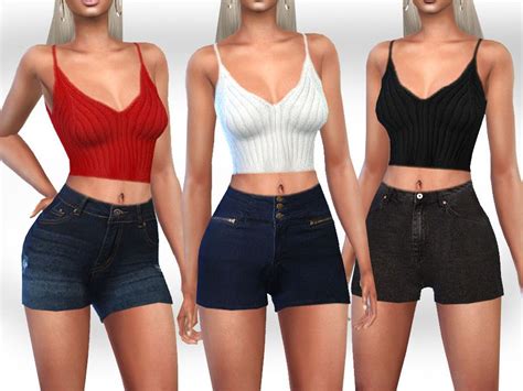 Sims 4 — Female Denim Shorts by saliwa — Female Denim Shorts in 2021 | Sims 4 clothing, Outfit ...