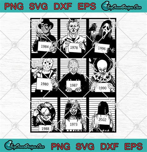 Horror Characters Movie Timeline Halloween SVG PNG EPS DXF Cricut File Silhouette Art