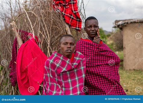 Masai in Traditional Colorful Clothing Showing Maasai Jumping Dance at ...