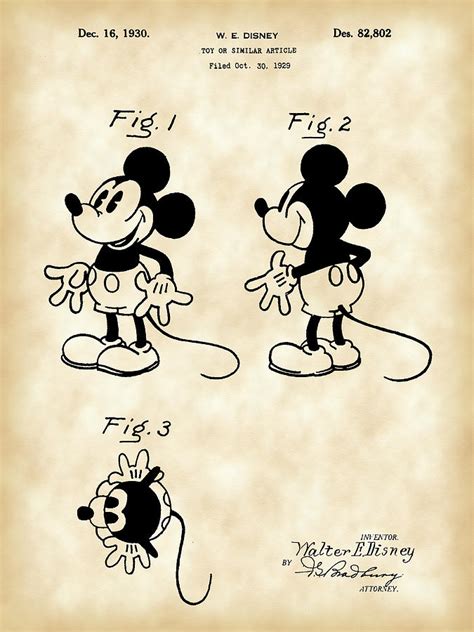 Walt Disney Mickey Mouse Patent 1929 Vintage By Stephen Younts ...