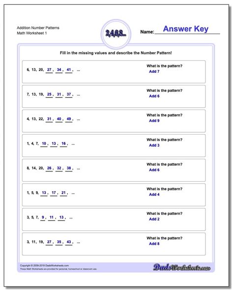 Addition Number Patterns