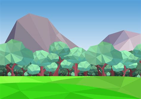 Low Poly Forest With Mountain Background Vector Illustration 181902 ...