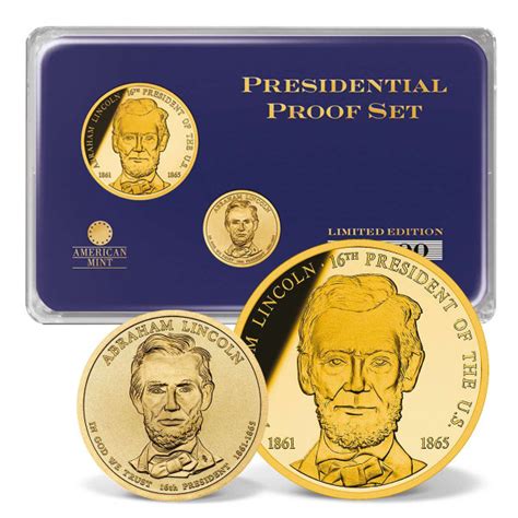 Abraham Lincoln Presidential Commemorative Coin Set | Gold-Layered | Gold | American Mint