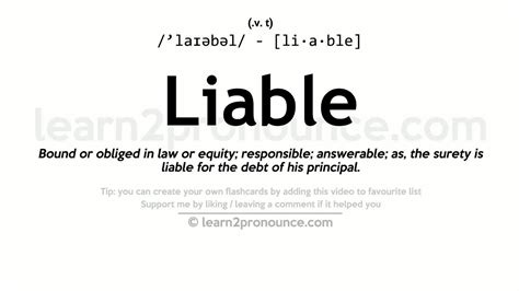 Pronunciation of Liable | Definition of Liable - YouTube