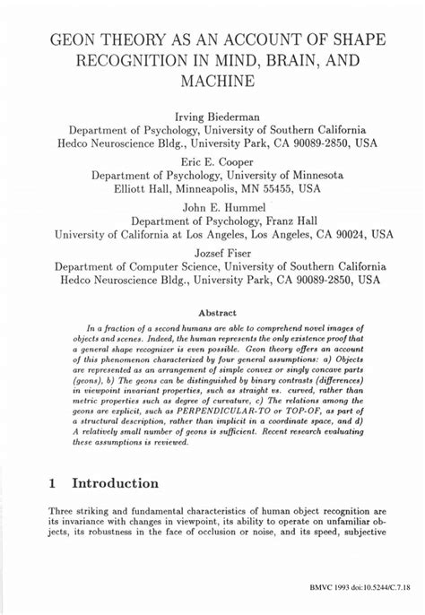 (PDF) Geon Theory as an Account of Shape Recognition in Mind, Brain and ...