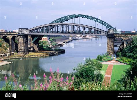 Sunderland Wearmouth and Railway Bridges River Wear Tyne and Wear English rivers bridges Stock ...