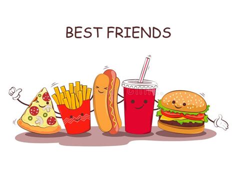 Fast Food. Vector Illustration of Fast Food. Cute Best Friends Picture ...