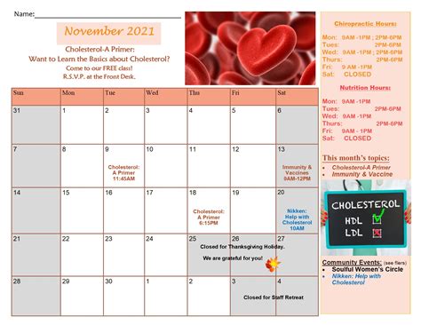 November Calendar 2021 - Lotus of Life Chiropractic